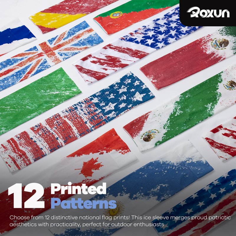 ROXUN 2 Pairs Flag Arm Sleeves Cooling UV Protection for Men Women Soccer Football Sports
