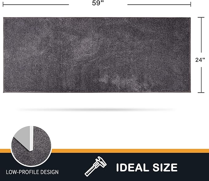 PURRUGS Dirt Trapping Door Mat 24" x 59", Non-Slip Machine Washable Entryway Rug, Dog Doormat, Indoor Front Door Mat, Super Absorbent Entry Rug for Muddy Shoes & Paws, Light Grey-Dark Grey