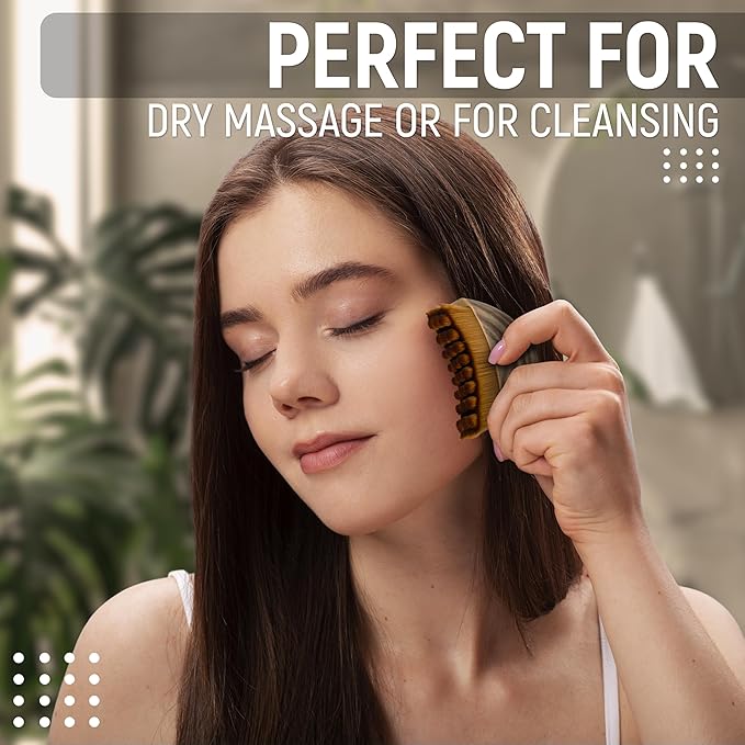 Lymphatic Contour Face Brush, Facial Cleansing Brush with Storage Case, Soft Nylon Bristles, Manual Plastic Dry Face Brush, Massager Tool for Gentle Daily Skincare
