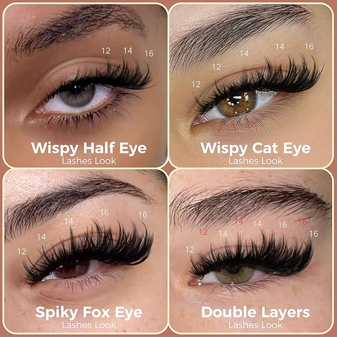 Lash Clusters with Spikes Wispy Eyelash Clusters Manga Fluffy Cluster Eyelash Extensions CD-curly Lash Extension Anime Cluster Lashes Volume Eye Lash Cluster by Newcally