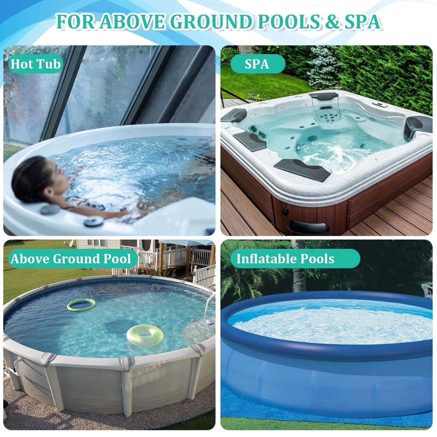 Premium Pool Vacuum Jet Underwater Cleaner, 3 Scrub Brushes, 2 Fine Mesh Bags, 6 Section Telescopic Pole of 56.5" and Handle - for Above Ground Pools,Spas & Ponds