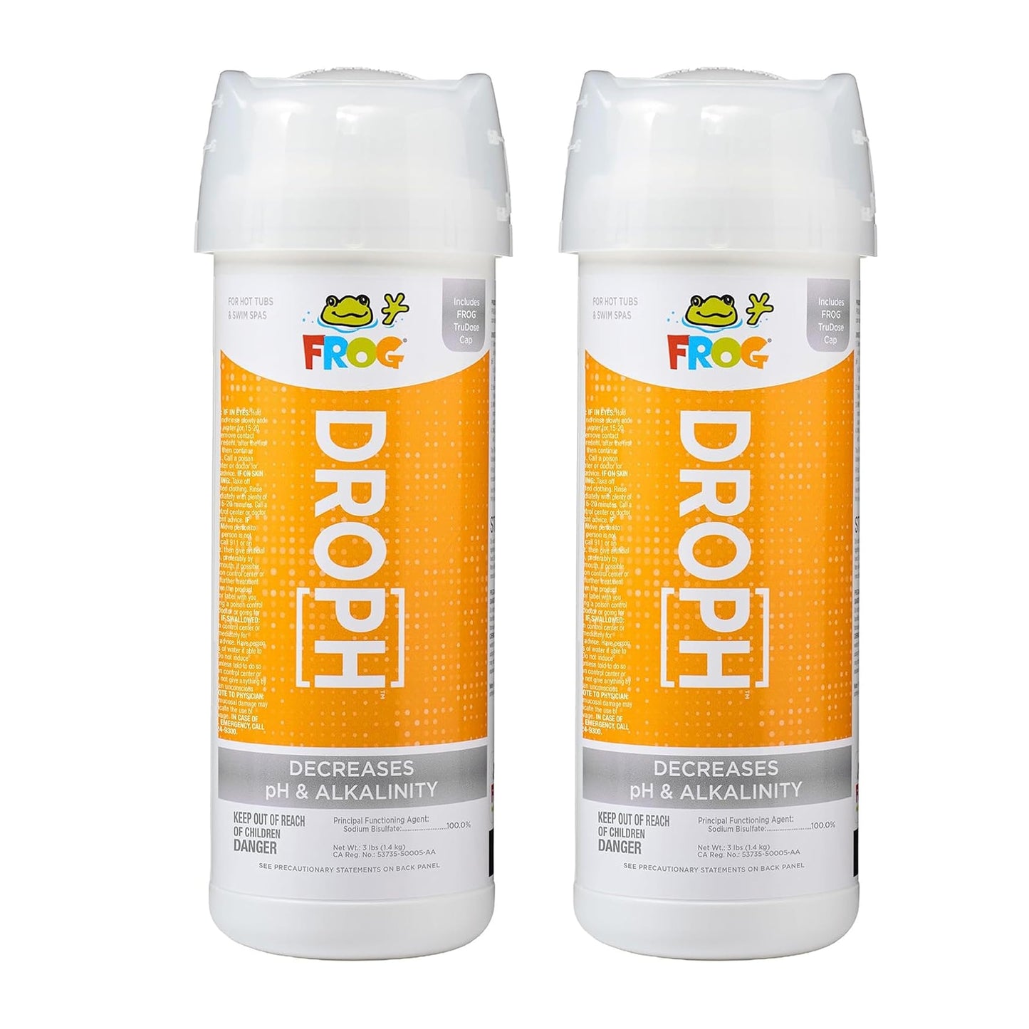 FROG DropH pH and Total Alkalinity Decreaser for Hot Tubs and Swim Spas - 3 lb Bottle with TruDose Measuring Cap for Easy Maintenance & Balancing - 2 Pack