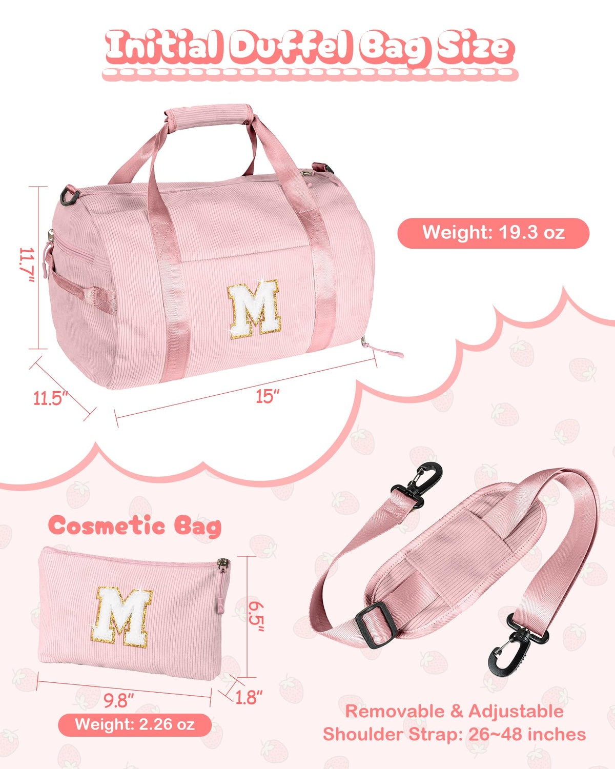Vogewood 3 Year Old Girl Birthday Gifts, Girls Gym Bag, Kids Personalized Dance Bags with Shoe Compartment, Customized Travel Duffle with Toiletry Bag, Gift for Ballet Gymnastics Kid (Letter R)