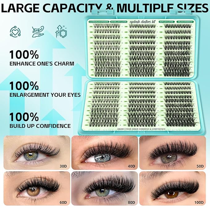 Wispy Lash Clusters, Individual Cluster Lashes, DIY Cluster Eyelash Extensions for Natural Wispy Look, Soft Lightweight Individual Lash Clusters for At-Home Lash Extension (30D&40D&50D 9-16mm)