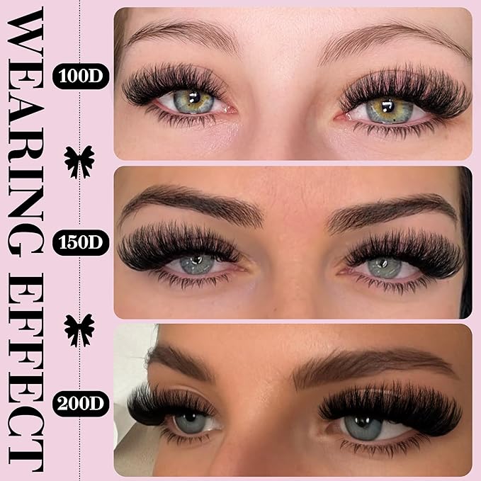 Goddvenus Lash Clusters Volume Cluster Eyelash Extensions D Curl Waterproof Individual Lashes 240pcs Fluffy Faux Mink Cluster Lashes and 60pcs Bottom Lashes for DIY Eyelash Extension