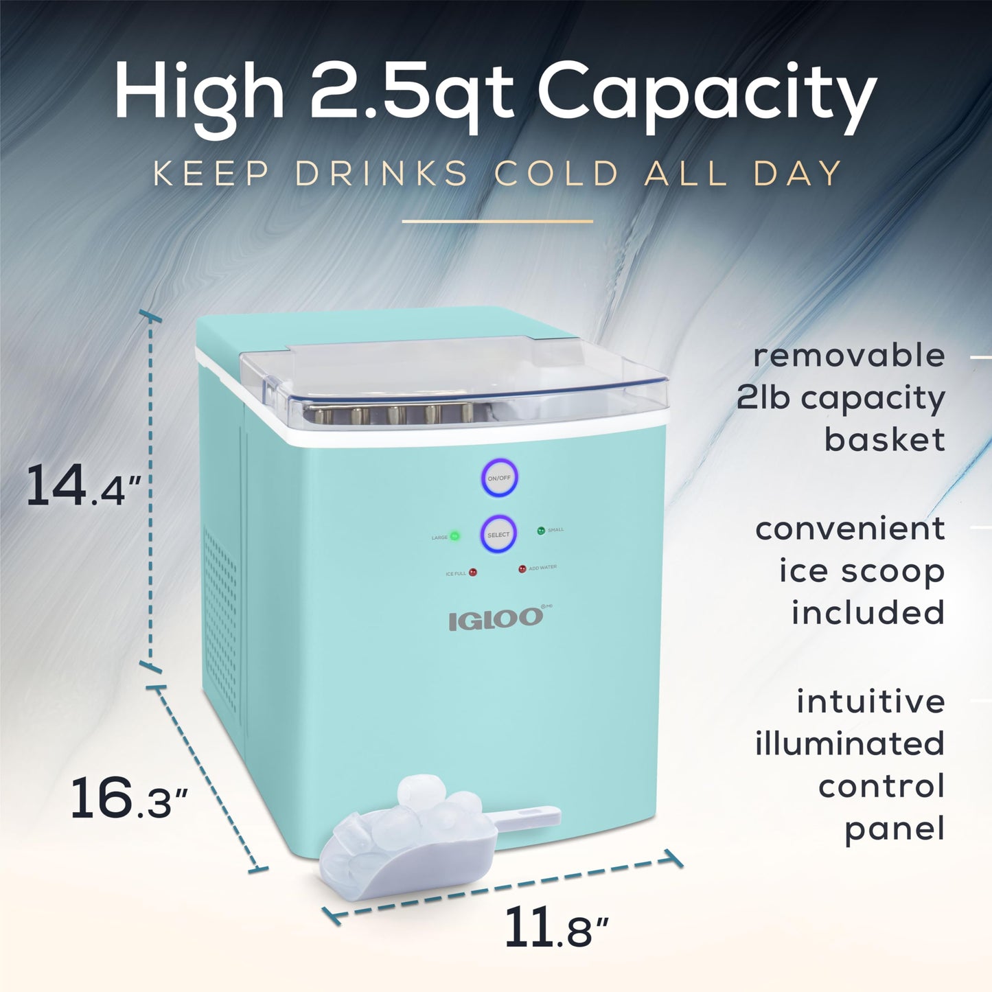 Igloo ICEB33BS Large-Capacity Automatic Portable Electric Countertop Ice Maker Machine, 33 Pounds in 24 Hours, 9 Ice Cubes Ready in 7 Minutes, with Ice Scoop and Basket, Black Stainless Steel