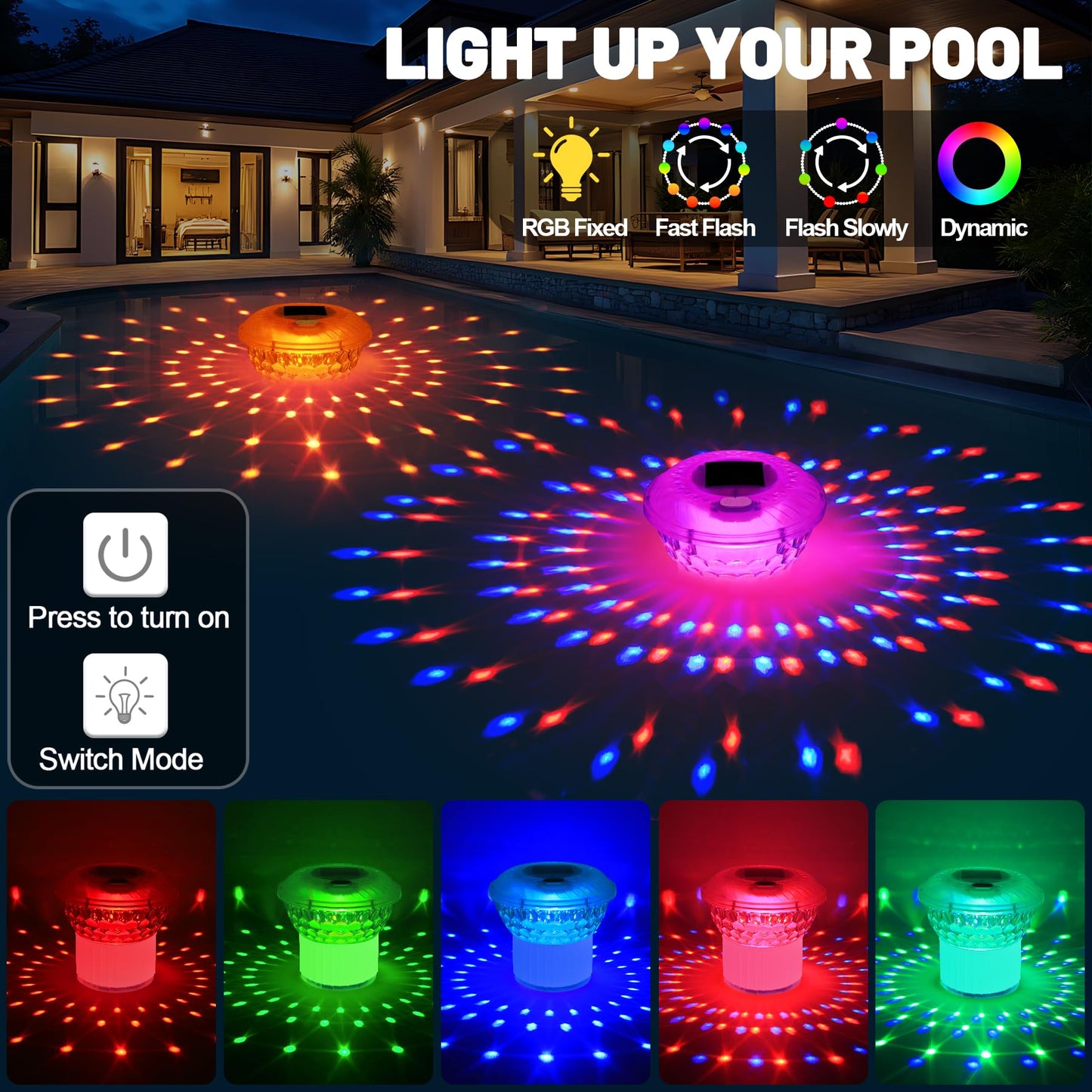 KingSom 2025 Upgrade Pool Chlorine Floater,Solar Chlorine Floater with Lights,Buttons Control Floating chlorines Dispenser for Pool,Adjustable Flow Chlorines floaters,Hot Tub Chlorines Floaters, Blue