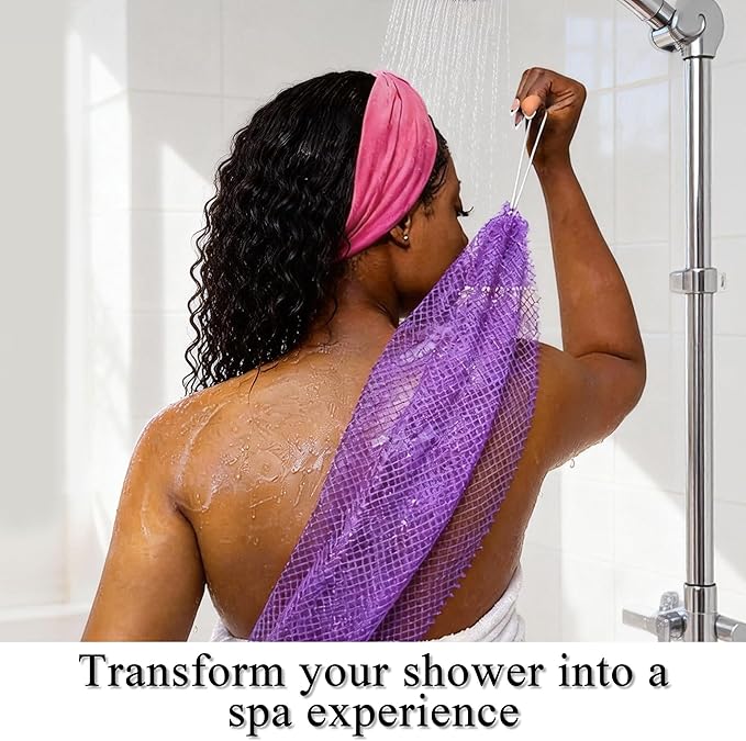 SubSahara Authentic African Net Sponge - 4 Pack Exfoliating Bath & Shower Loofah Sponge for Body & Face, Gentle Scrubber for All Skin Types, Travel, Durable