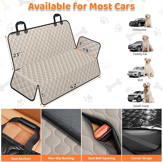 URPOWER Dog Car Seat Cover for Back Seat - Waterproof Car Seat Protector for Child Carseat & Pets, Nonslip Car Seat Covers for Cars, SUVs & Small Trucks