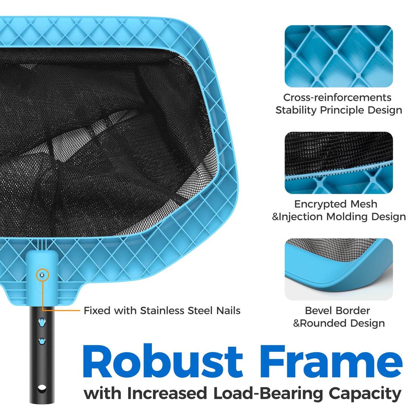 Mowend Pool Net, Swimming Pool Skimmer Net with Deep Bag Net for Fast Pool Cleaning, Heavy Duty Pool Cleaner Supplies and Accessories, Fits Standard 1-1/4" Pool Pole (Pole Not Included)