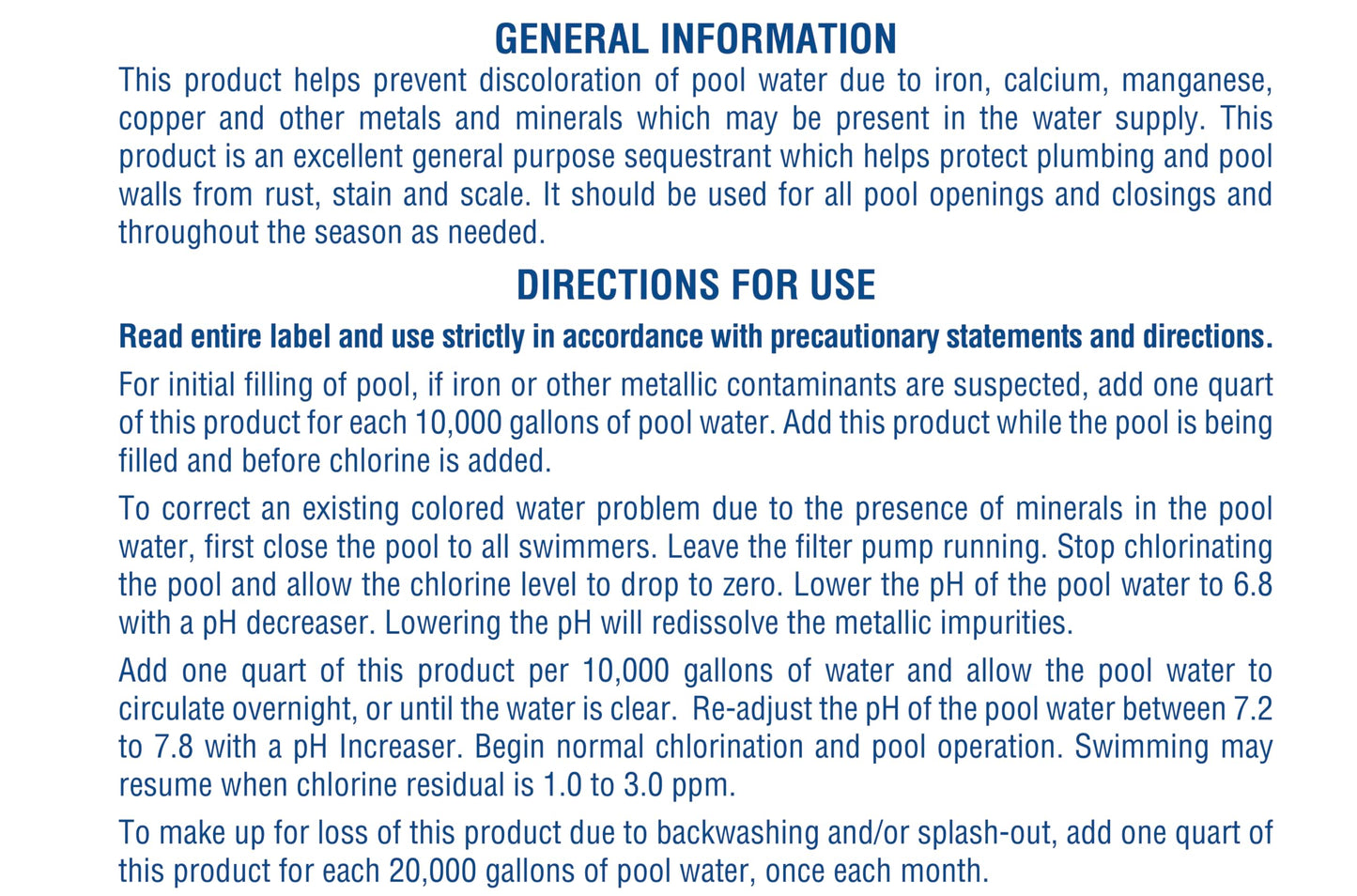 Pool Mate 1-Quart 2-Pack Concentrated Metal Out Stain and Mineral Inhibitor, Pool Metal Remover, Stain Remover, Made in USA