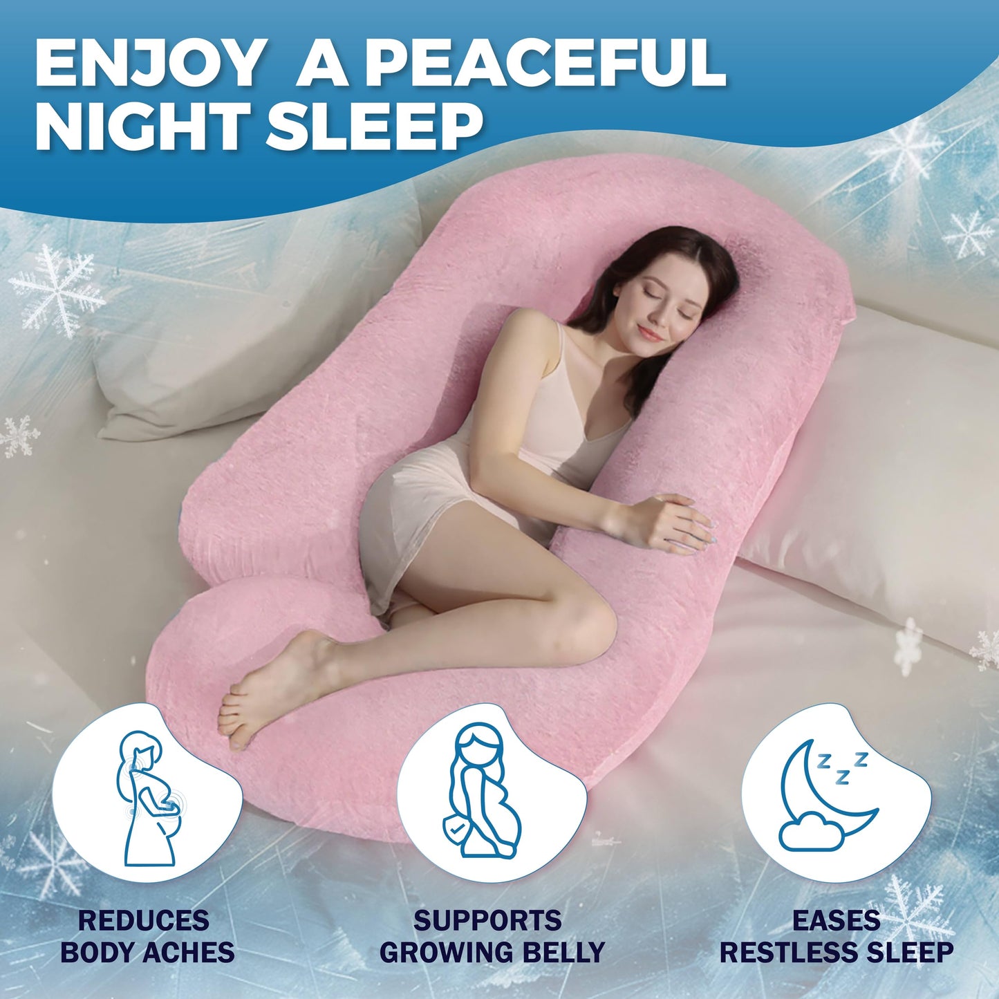 PILLANI Pregnancy Pillows for Sleeping - V C U Shaped Full Body Pillow with Removable Cover, 57inch Cooling Maternity Pillow for Pregnant Women, Support for Back Belly Legs Hip - Pregnancy Must Haves