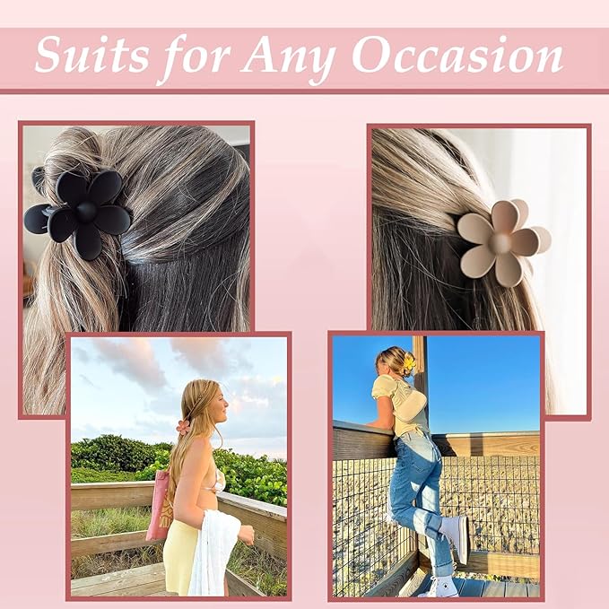 9 PCS Matte Hair Clips Set: Large Non-Slip Metal Claw Clips for Women's Thick & Thin Hair, 9 Styles with Strong Hold in Brown Color