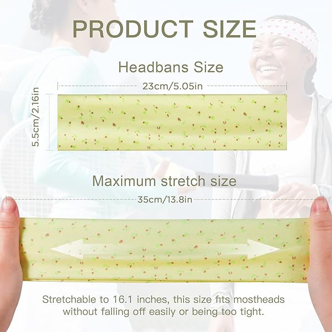 Ztomine 8 Pack Headbands for Women Non Slip - Stylish Sports Hair Bands for Women's Hair - Soft Cotton Cloth Stretchy Headbands for Women for Yoga, Outdoor Exercise Running