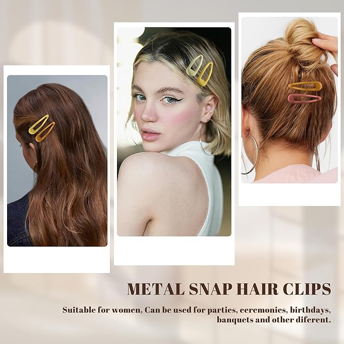 Small Hair Barrettes For Women No Slip Metal Snap Clips For Thin And Fine Hair,Matte Multiple Yellow Orange,20 PCS,1.97 x 0.5 Inch.