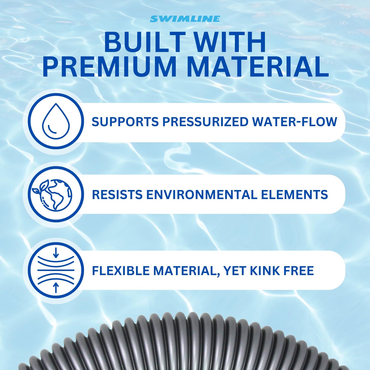 SWIMLINE HYDROTOOLS Pool Pump Filter Connection Hose | 1.25 Inch X 6 Foot | Heavy-Duty Flexible, Durable & Leakproof | Chemical & UV Resistant | For Above Ground Pools Skimmer Filters & Pumps