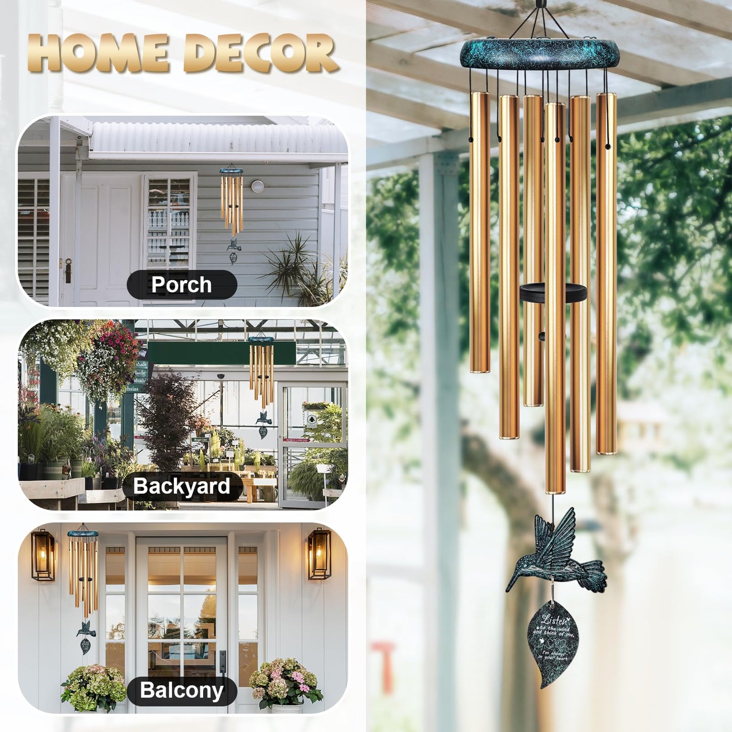 Sympathy Wind Chimes for Outside Deep Tone, Memorial for Loss of Loved One Prime, Bereavement Condolence Remembrance Funeral Gifts for Grieving Friends Loss of Mother Father