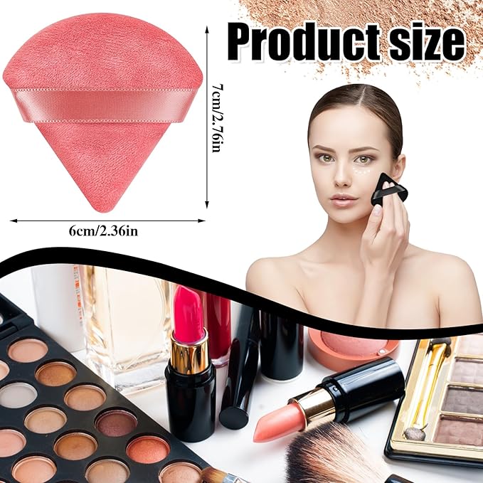 Pimoys 6 Pcs Powder Puff, Face Soft Triangle Makeup Puff Velet Makeup Sponge Valentines Day Gifts for Women Girls