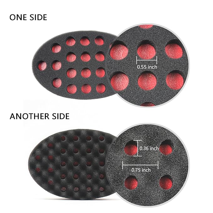 Set of 4 Big Holes Hair Brush Sponge Twist Wave Barber Tool For Dreads Afro Locs Twist Curl Black