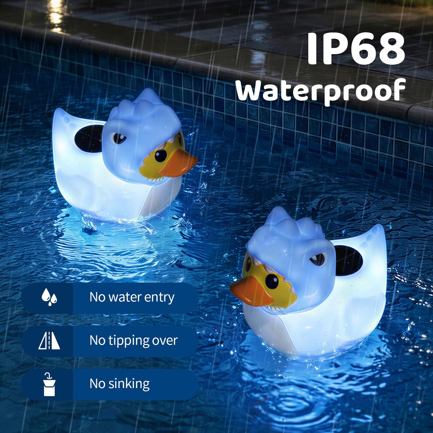 Housolution Solar Pool Chlorine Floater, Floating Chlorine Dispenser with Light, Fits 4x3in Tablets, Adjustable Release, Easy Opening & Anti-Sinking, Tablet Floater for Pool Hot Tub SPA, Duck