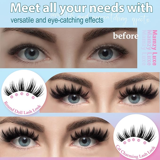 Wispy Eyelash Clusters Kit Manga Lash Clusters Kit 8-16MM 180Pcs Individual Lashes Clusters Natural False Eyelashes Spiky Thick Anime Cluster Eyelash Extension Kit by MAMZY LUXE