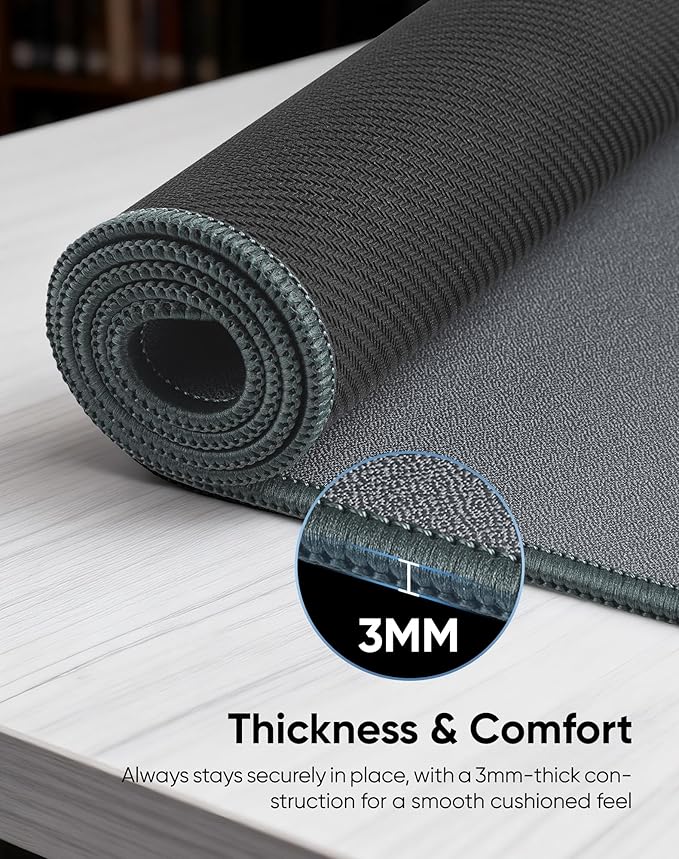 Waterproof Large Gaming Mouse Pad with Durable Stitched Edges, Non-Slip Rubber Base, Grainy Jacquard Mouse Mat Desk Pad for Home Office Gaming, 31.5''x11.8''x0.12'', Matte Gray