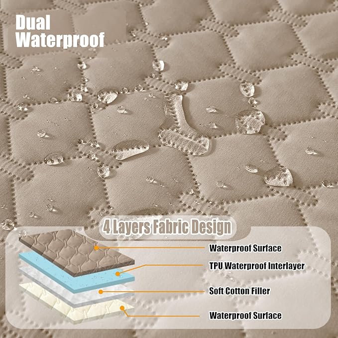 Smiry Waterproof Dog Bed Cover Blanket, Soft Reversible Pet Blanket, Washable Leakproof Cats Dogs Couch Cover for Sofa, Couch, Furniture (52x82 Inch, Taupe/Beige)
