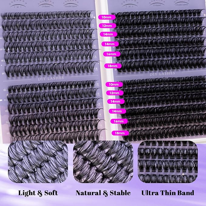 Ocean Pearl Lash Clusters 560pcs 10-18mm Lash Clusters kit 30/40/60/80D Cluster Eyelash Extensions Kit,Eyelash Clusters,Eyelashes,DIY Lashes Clusters Extensions kit with lash adhesive+sealer+tweezers