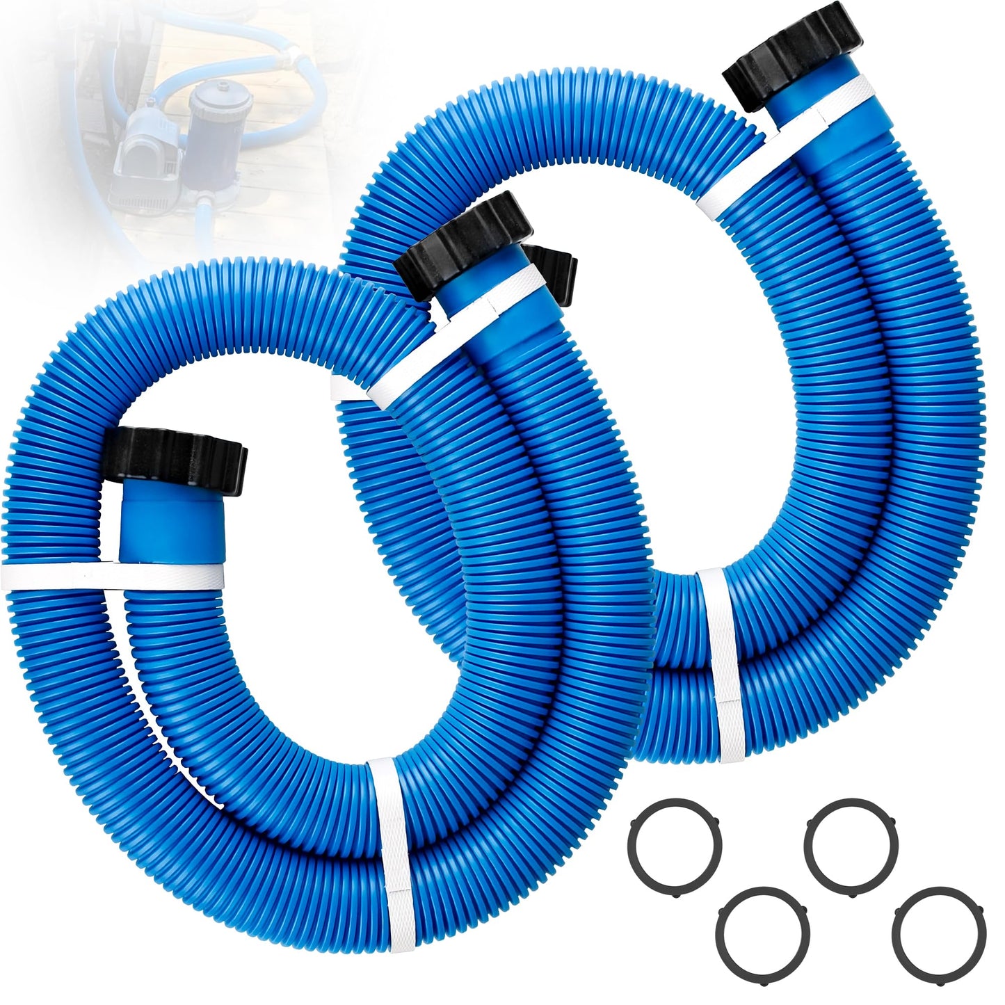 1.5" Pool Pump Hose for 29060E Intex Pumps, Saltwater Systems, and Sand Filters,59" Long Replacement Hoses fit for Intex & Coleman Above Ground Pools Parts (2 Pack)