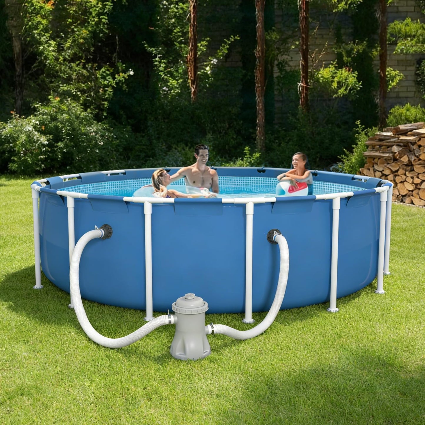 Poolvio Pool Hoses for Above Ground Pools 1.25" Diameter x 59" Long, 3-Pack, Heavy Duty UV Resistant & Leak-Proof Pool Pump Hoses with 6 Metal Thumb Clamps, Fits Intex Filter Pump 607/637