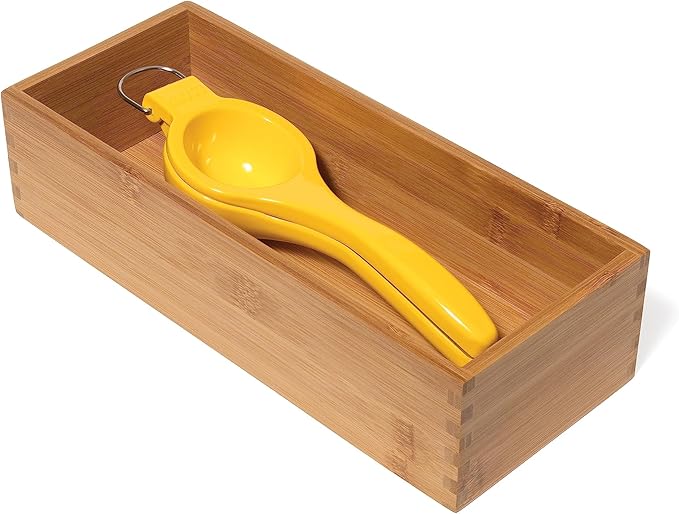 Lipper International Bamboo Utensil Holder Storage Box for Cooking Tools, Makeup, or Office Supplies, 5" x 12" x 3"