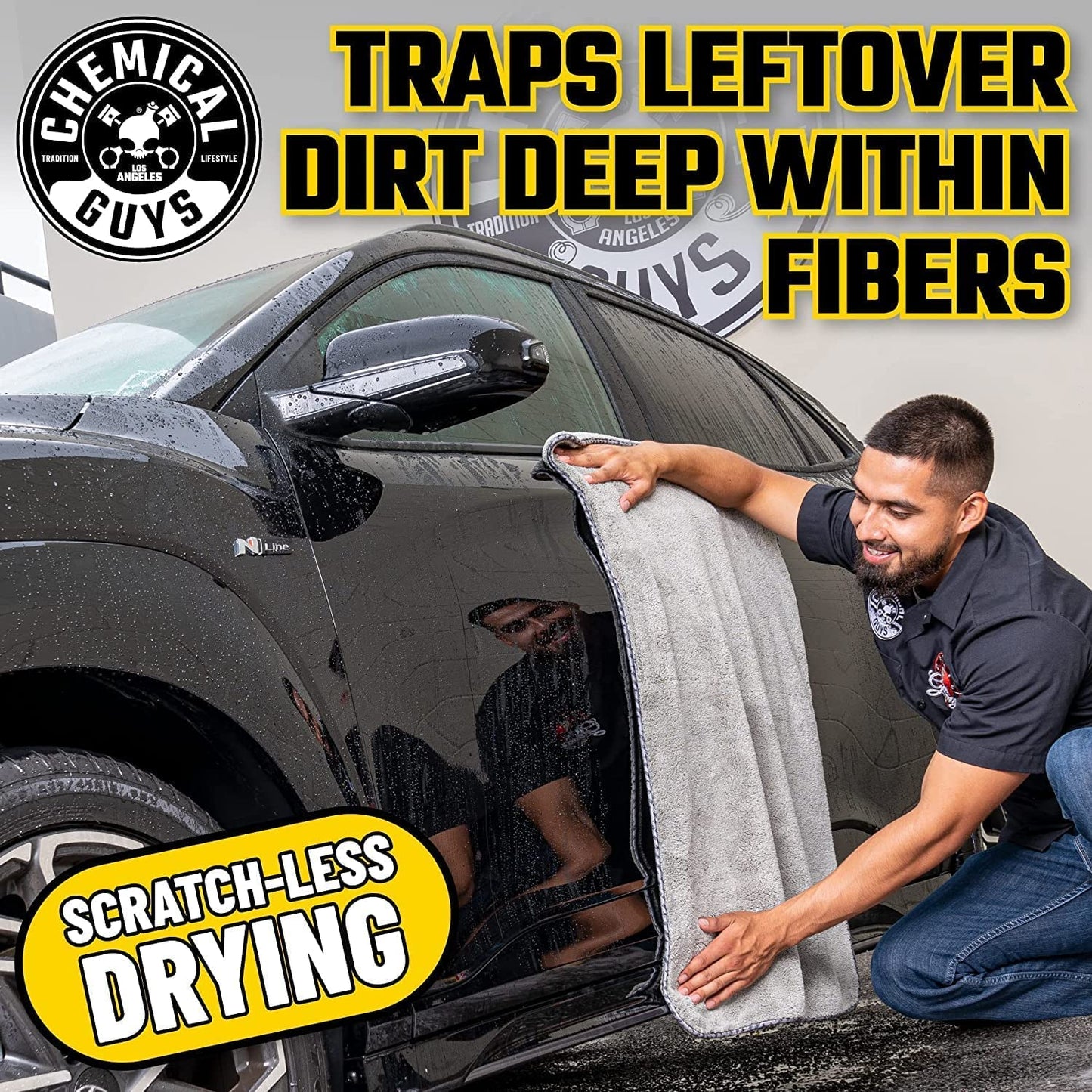 Chemical Guys Woolly Mammoth Large Microfiber Drying Towel - 36 x 25 Inch Gray, Ultra Plush Super Absorbent Car Drying Towel for Cars, Trucks, SUVs, Motorcycles, RVs, and Auto Detailing - 2 Pack