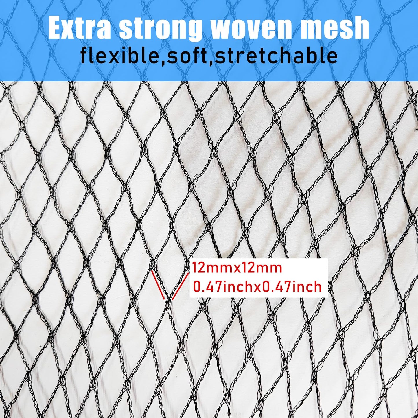 24 Feet Round Leaf Net Cover for Above Ground Pool, Winter Cover Mesh Cover with 16 Pcs Large Metal Clips，Pool Safety Net Fits 24FT Above Ground Pools, Keeps Leaves Out of Your Pool （Black）