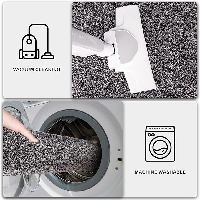 PURRUGS Dirt Trapping Door Mat 34" x 59", Non-Slip Machine Washable Entryway Rug, Dog Doormat, Indoor Front Door Mat, Super Absorbent Entry Rug for Muddy Shoes & Paws, Light Grey-Dark Grey