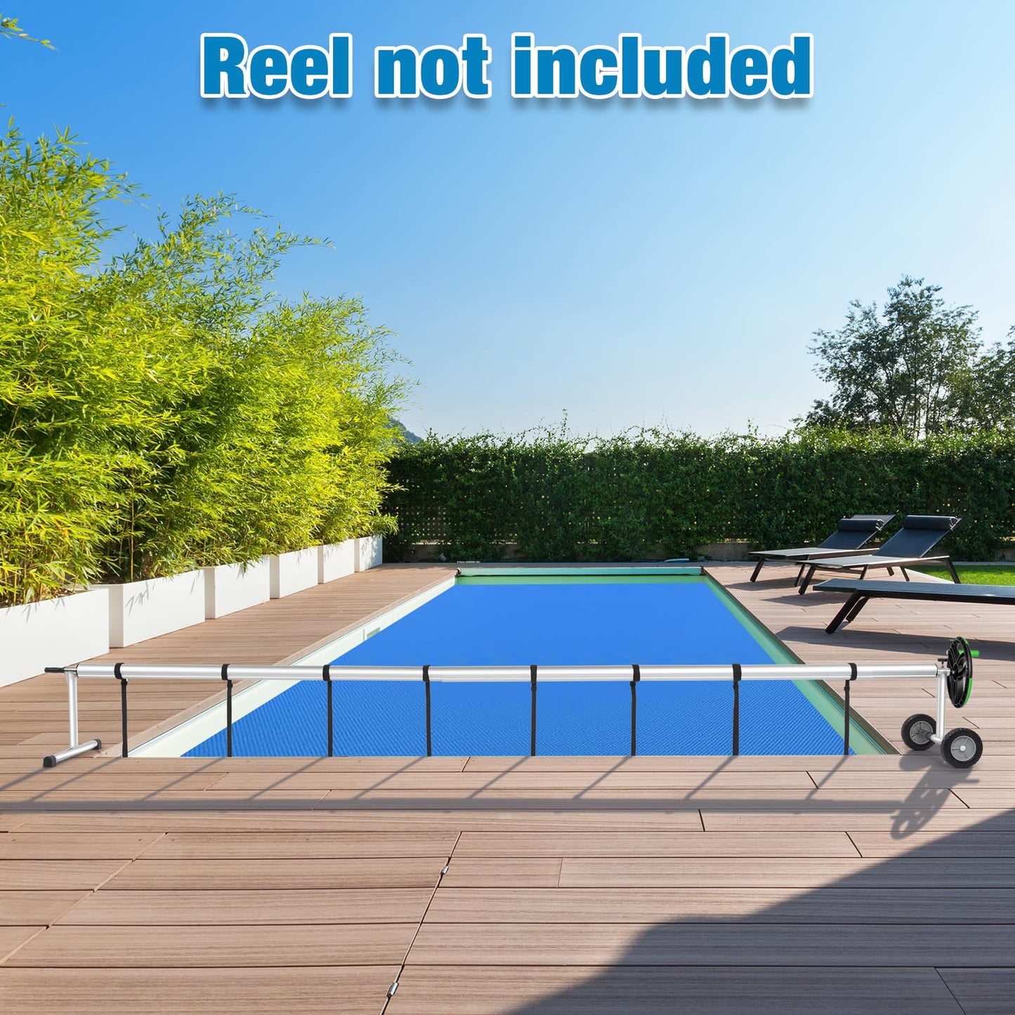 Outvita Solar Pool Cover, 8 Mil Blue Heavy Duty Rectangle Solar Blanket Heaters for Above-Ground and In-Ground Pools(9' x 18')