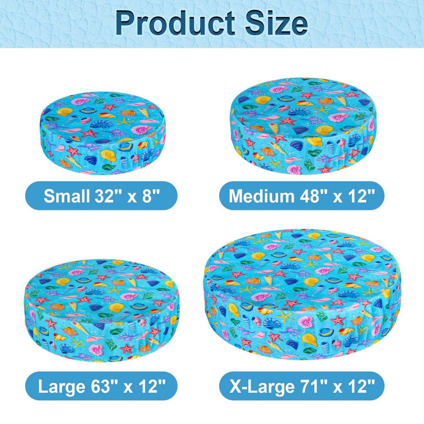 Docuwee Round Dog Pool Cover 63"(5ft), Foldable Kiddie Solar Cover Fit Dog Collapsible Swimming Pool, Pets Kids Bath Tub, Anti-UV Dustproof Safety Pool Covers, Starfish Patterns