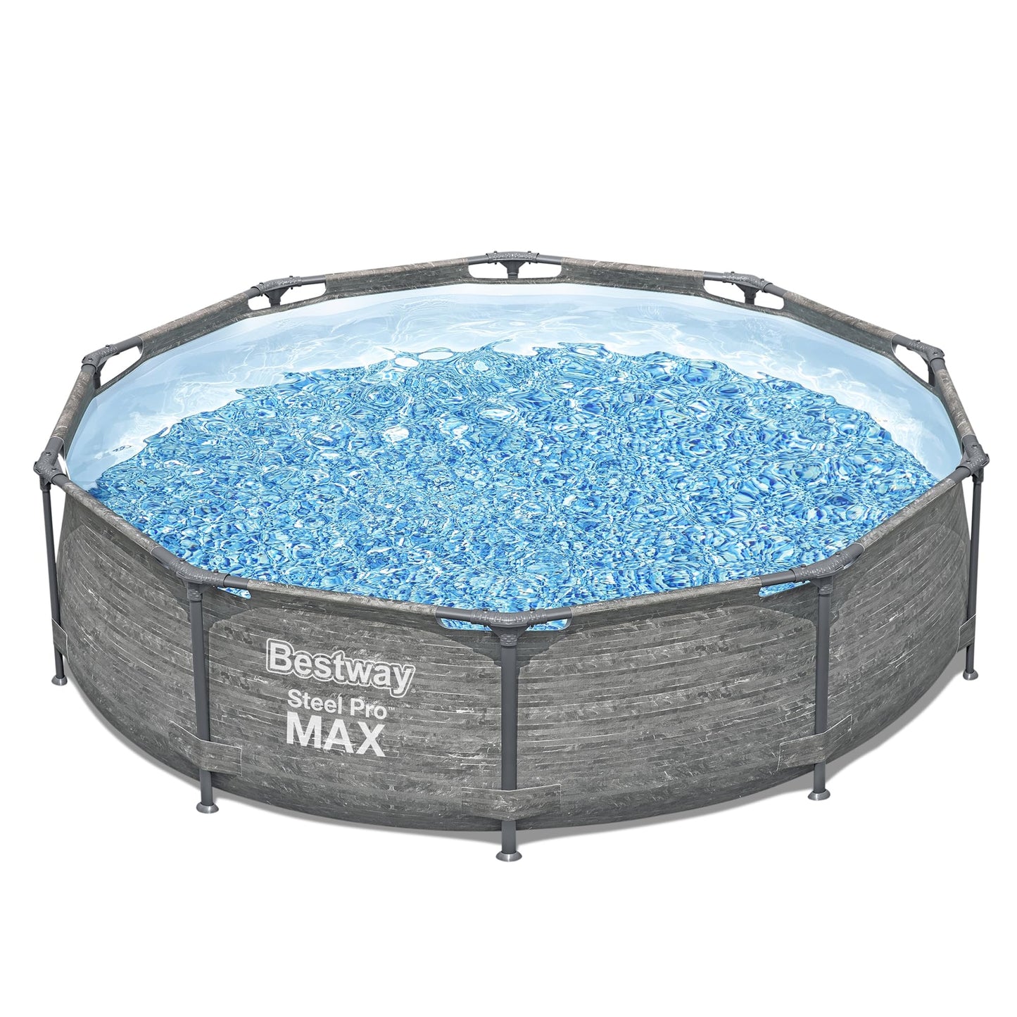Bestway Steel Pro MAX 10' x 30" Above Ground Pool, Round Metal Frame Outdoor Swimming Pool Set with Filter Pump, Stacked Stone Print
