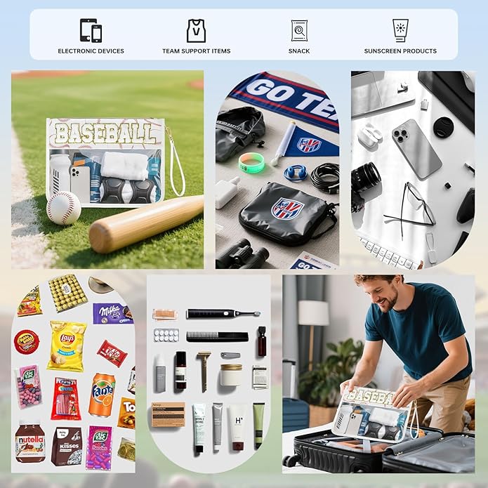 Baseball Gift Bags Baseballs Treat Bags Team Gifts Clear Chenille Letter Zipper Pouch Accessories Stuff Sport Portable