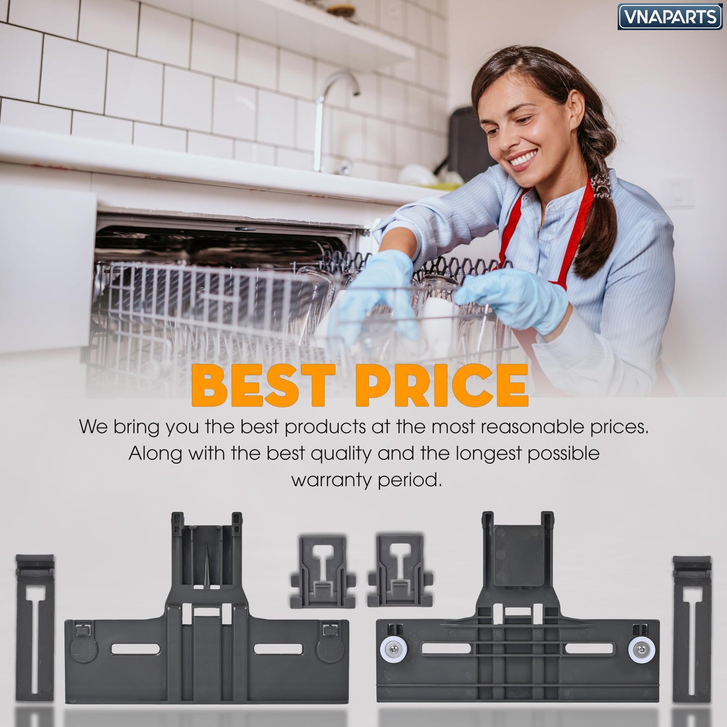 Upgraded Dishwasher Top Rack Adjuster Replacement for Whirlpool WDT750SAHZ0 WDT730PAHZ0 WDTA50SAHB0 WDTA50SAHZ0 WDT970SAHZ0 WDT910SAYM1 WDT730PAHV0 WDT910SAYM2 WDT910SAYM3 Dishwasher, 2 PACK