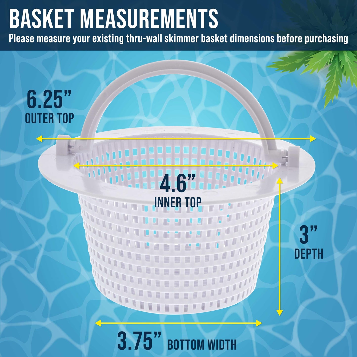 U.S. Pool Supply Above Ground Pool Thru-Wall Skimmer Baskets with Handles, 2 Pack - (See Size) Swimming Pool Replacement Baskets - Standard Small Thru-Wall Size - Skim Remove Debris, Cleanout Leaves