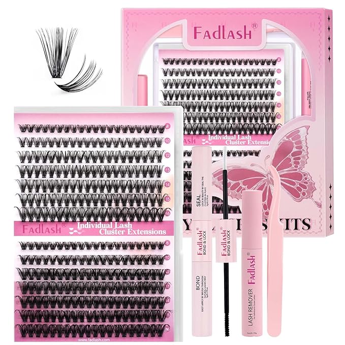 DIY Lash Extensions Kit, Lash Clusters Individual, Lash Bond and Seal, Clusters Lash Glue Remover and Eyelash Tweezers for Eyelash Extensions Beginners (30D+40D-0.07D, 8-16mm, Kit)