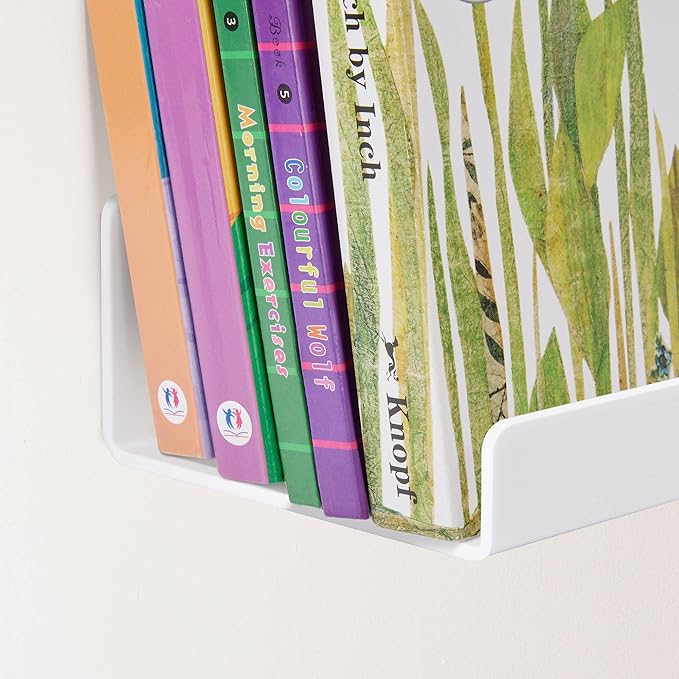upsimples Acrylic Shelves for Wall Decor, 15" Display Shelf Perfume Organizer for Bathroom, Bedroom, Living Room, Floating Bookshelves for Kids, White, 4 Pack | for Kids, Display Shelf, Organizer, for Bathroom, Bedroom, Living Room Decor
