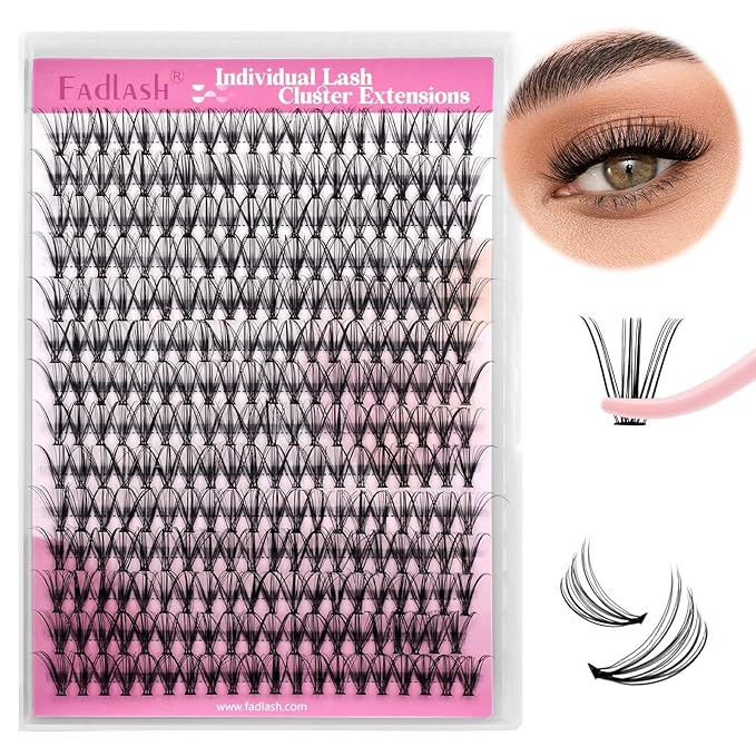 Individual Lashes Large Tray D Curl Lash Clusters 10D 20D 30D 40D Individual Lash Extensions Cluster Lashes Lash Extension Supplies Eyelash Clusters (20D-0.07D, 16mm)