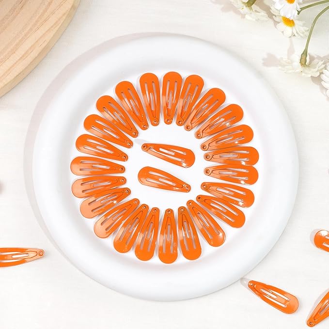 1Inch Snap Hair Clips, 60Pcs Small Clips for Little Girls, Baby Infant 3cm Hair Clips Barrettes for Toddlers Hair Accessories (Orange)