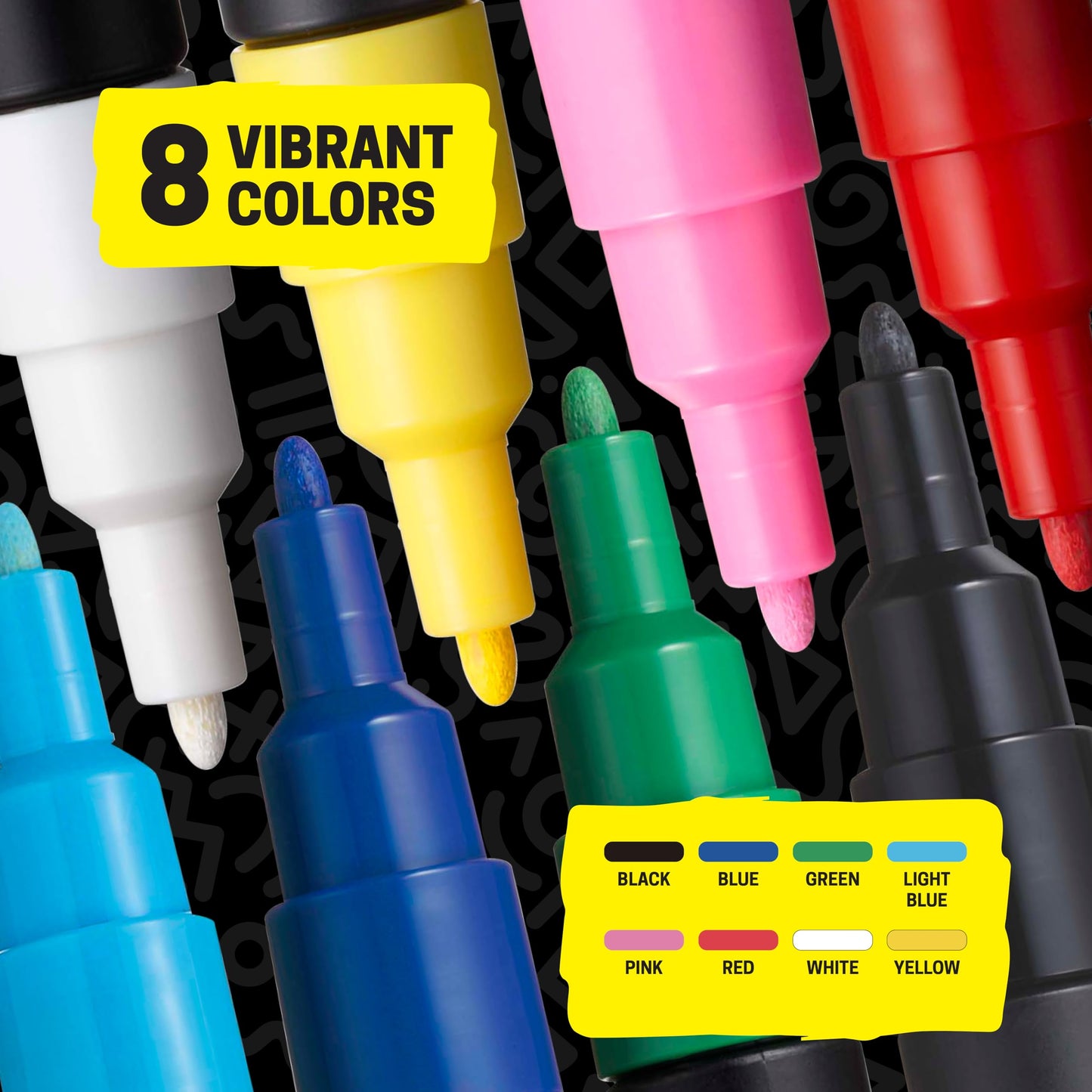 Uni Posca Paint Markers, 3M Fine Point Acrylic Paint Pens with Reversible Tips, Art Supplies For Gifts, Decorations Fabric, Metal, Glass, Wood and Canvas, 8 Pack