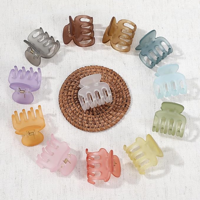 12Pcs Hair Clips for Women 1.8 Inch Small Claw Clips for Thin Hair Medium Hair Claw Clips for Thick Hair Accessories for Women Girls (Ice Cream)