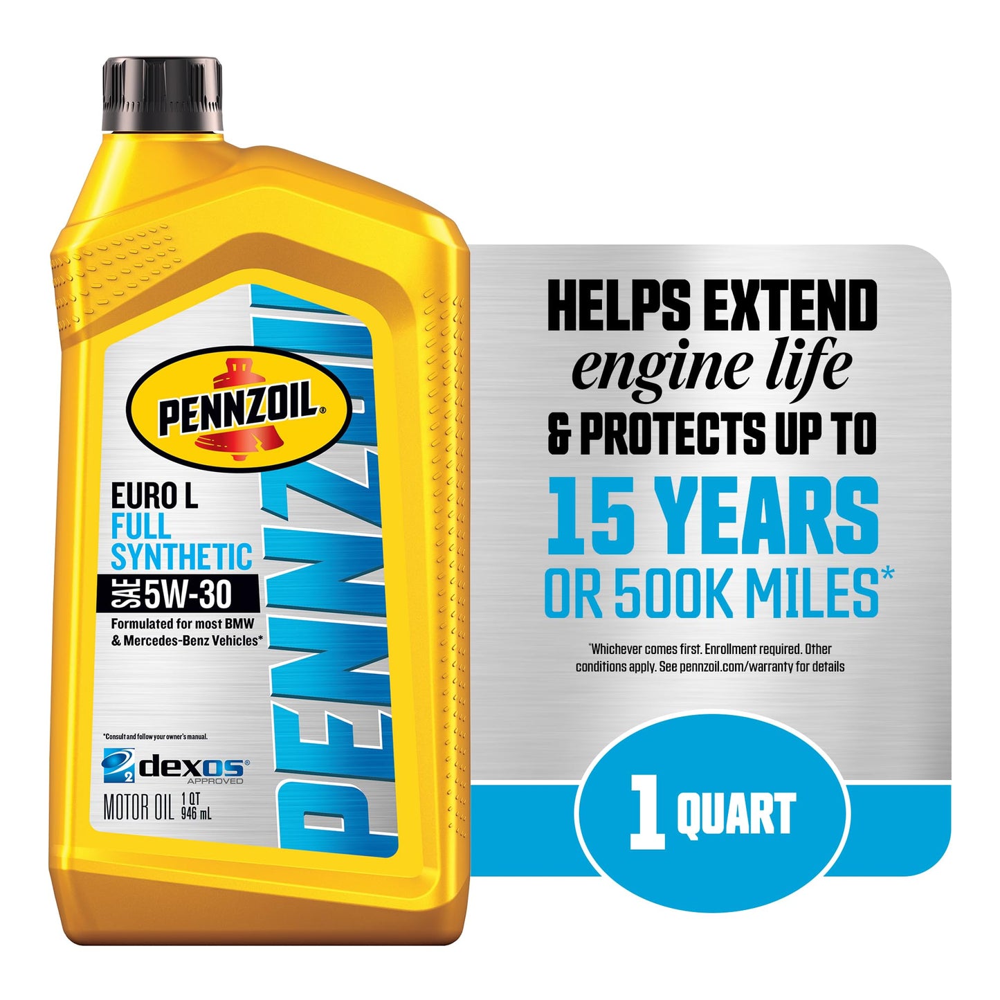 Pennzoil Platinum Euro L Full Synthetic 5W-30 Motor Oil, 1 Quart (6 Pack)
