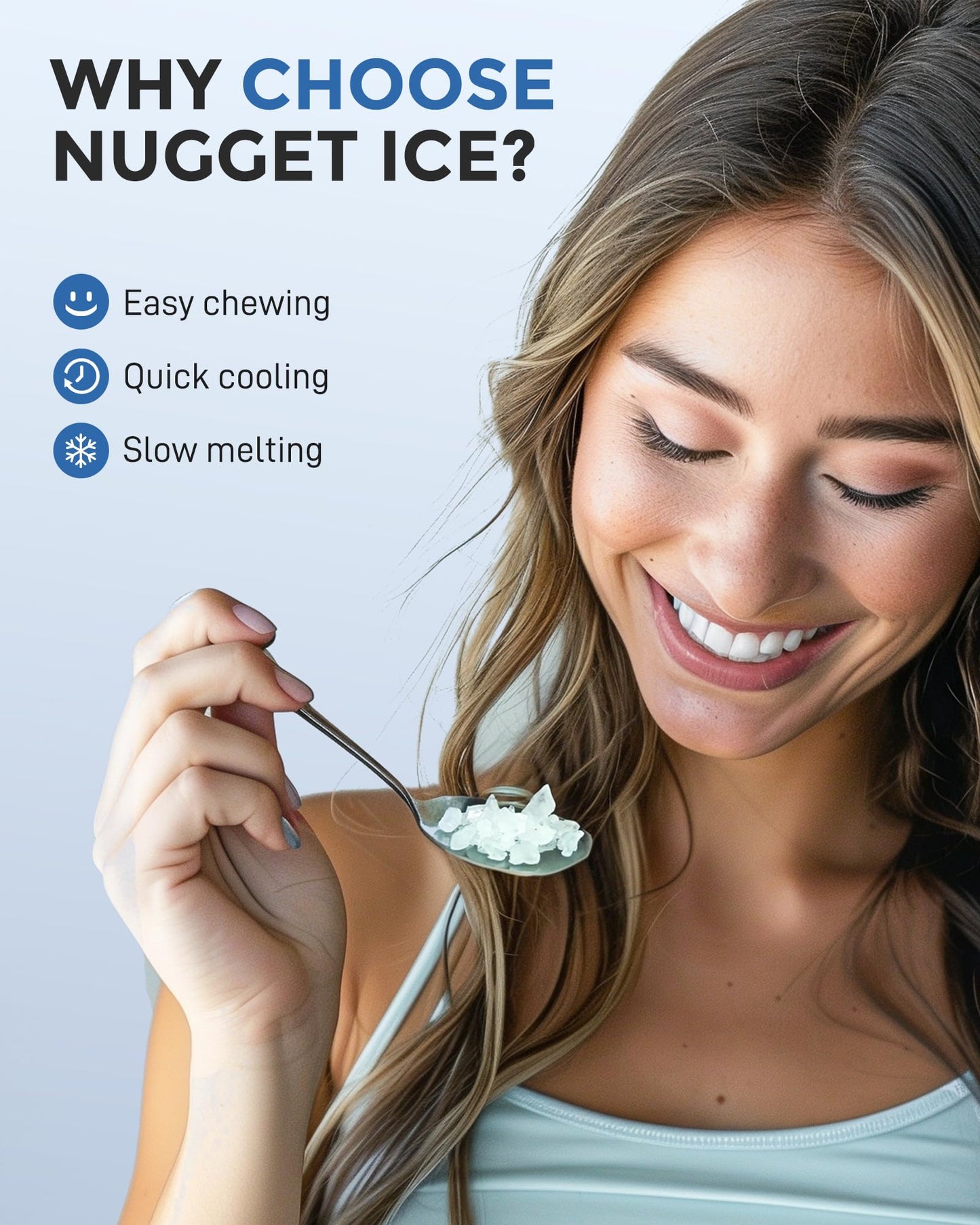 EASYERA Nugget Ice Maker Countertop, 33LBS/24H, Self-Cleaning Portable Pebble Ice Machine with Soft Chewable Pellets Sonic Ice, Buscket and Scoop, for Home/Kitchen/RV/Party/Camping/Office, Black