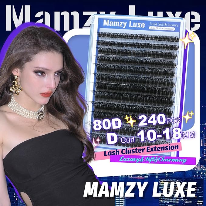 Lash Clusters Wispy 80D Eyelash Clusters 10-18mm Fluff Cluster Eyelash Extensions D Curl No Plastic Feel Individual Lashes Extension 240 Pcs Versatile False Eyelashes Clusters
