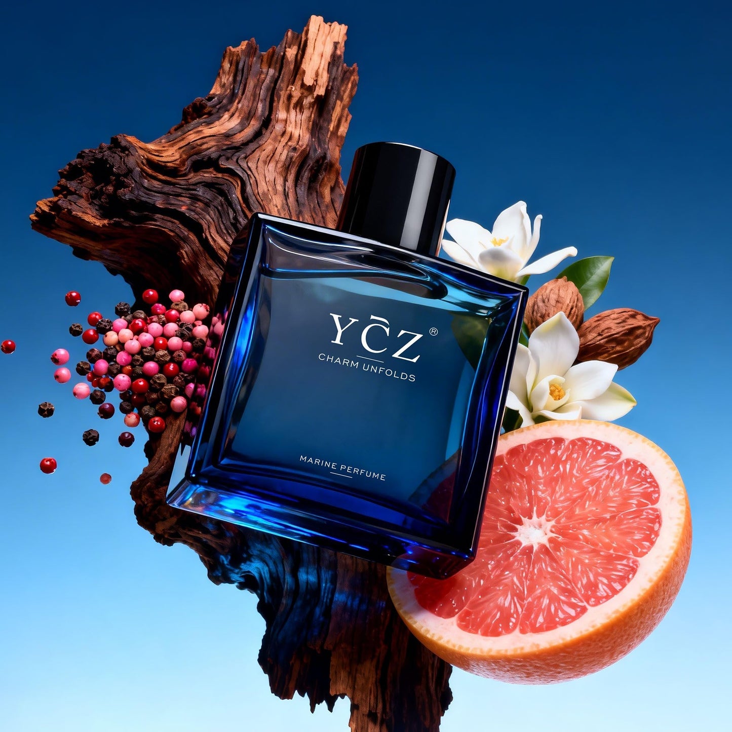 Ycz Charm Unfolds Marine Perfume for Men, 1.7 oz. Long Lasting Eau De Parfum Cologne For Men, Oriental Woody Fragrance - Ideal Special Occasions, Making it the Ideal gentlemen’s Gift